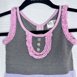Matilda Jane Girls Dress Ruffle Trim Tulle Skirt Party‎ Cute Gray Purple Size 2